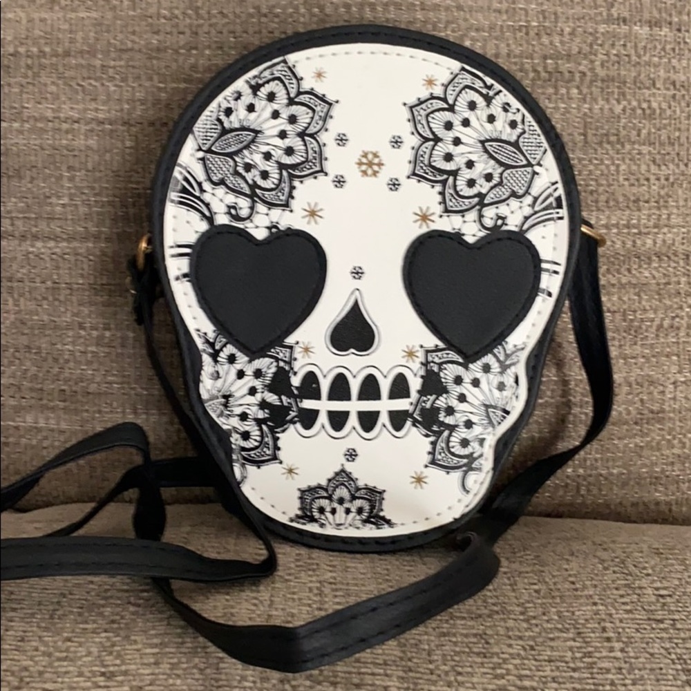 COPY - Sugar skull black and white small purse